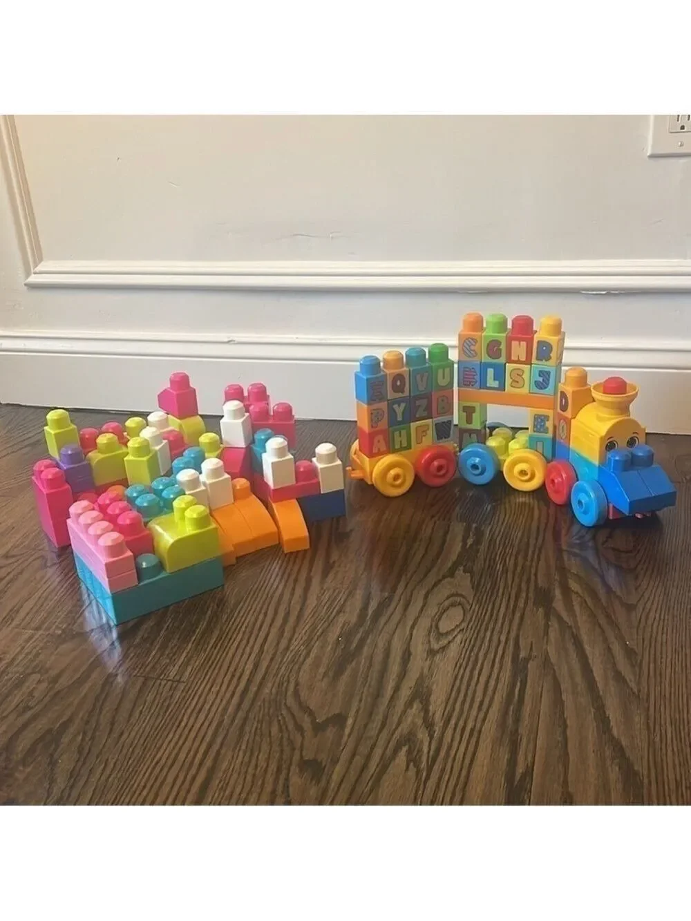 Mega Bloks First Builders ABC Musical Train 100+ Pieces Big Building Blocks Toy
